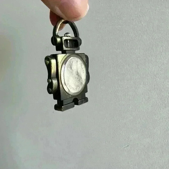 Vintage Retro Y2K Robot Sci-Fi Stainless Cyber Core Steel Clock Hipster Necklace - Picture 2 of 8